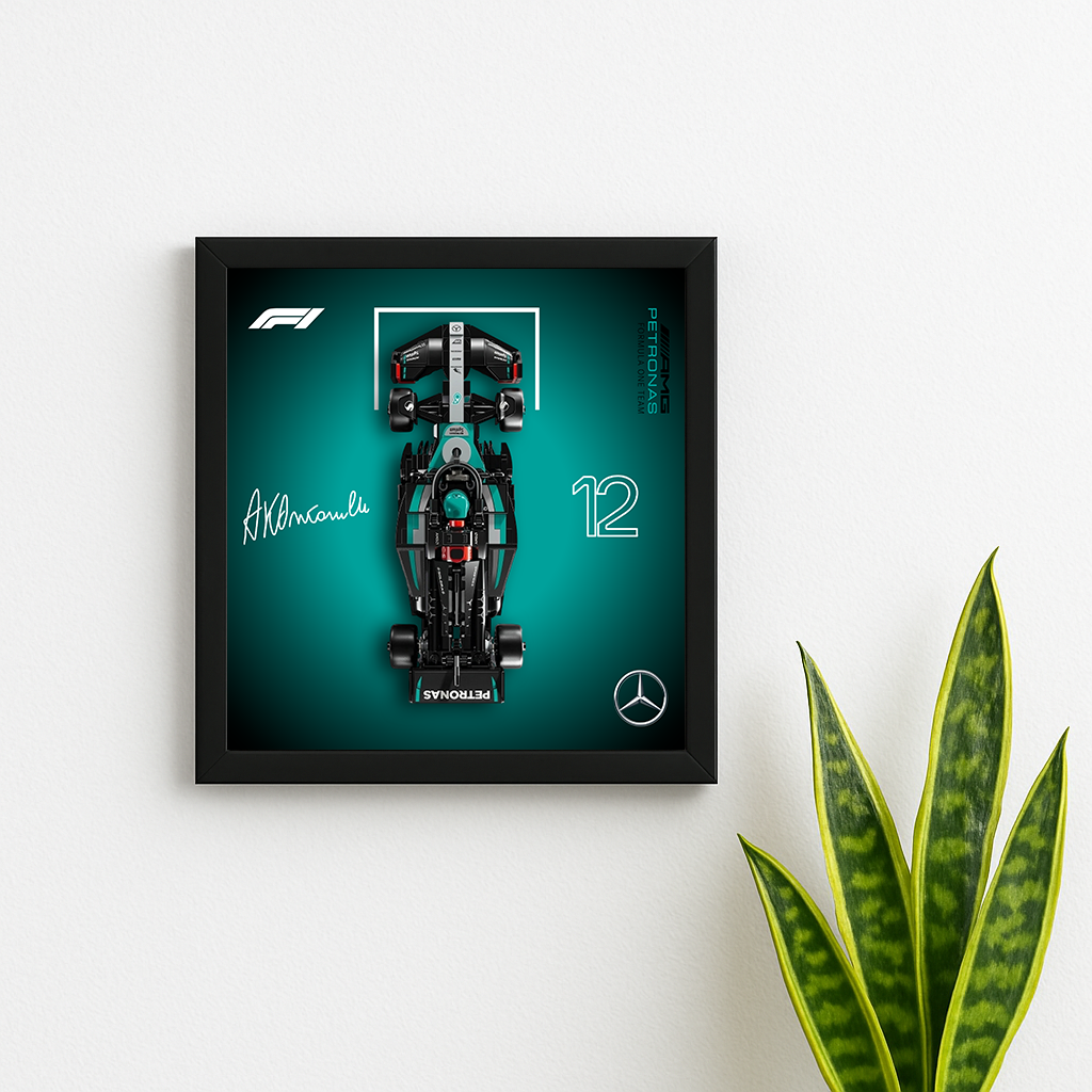 LEGO Speed Champions Mercedes Display Backboard (25x25cm Digital Download) – F1 Style Wall Art Frame Insert