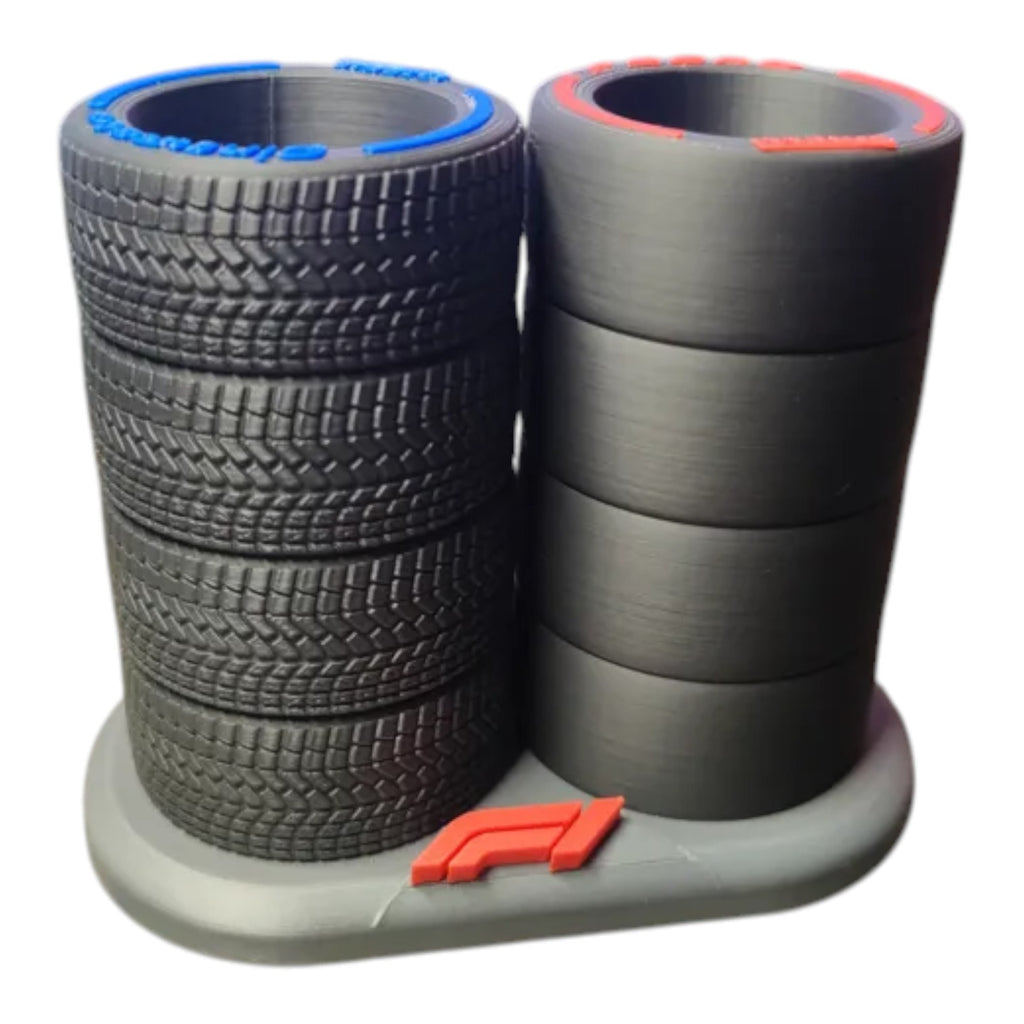 Dual F1 Tyre Pen Holder Stand – Motorsport Desk Organiser | Racing-Inspired Storage