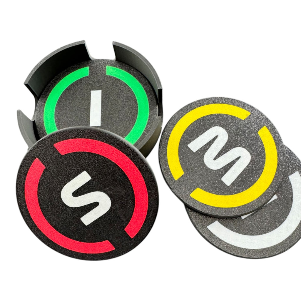 F1 Tyre Coasters Set – Motorsport Drink Coasters with Holder | Racing-Inspired Desk & Home Decor