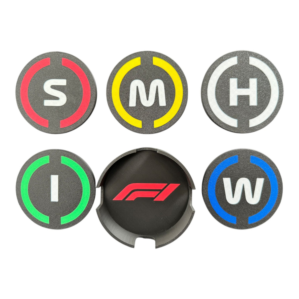 F1 Tyre Coasters Set – Motorsport Drink Coasters with Holder | Racing-Inspired Desk & Home Decor