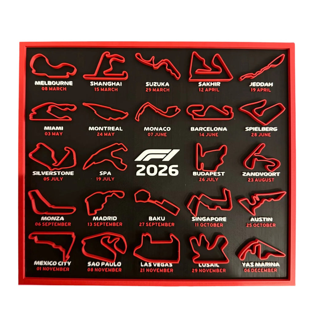 F1 2026 Race Calendar Display  With Circuits & Dates
