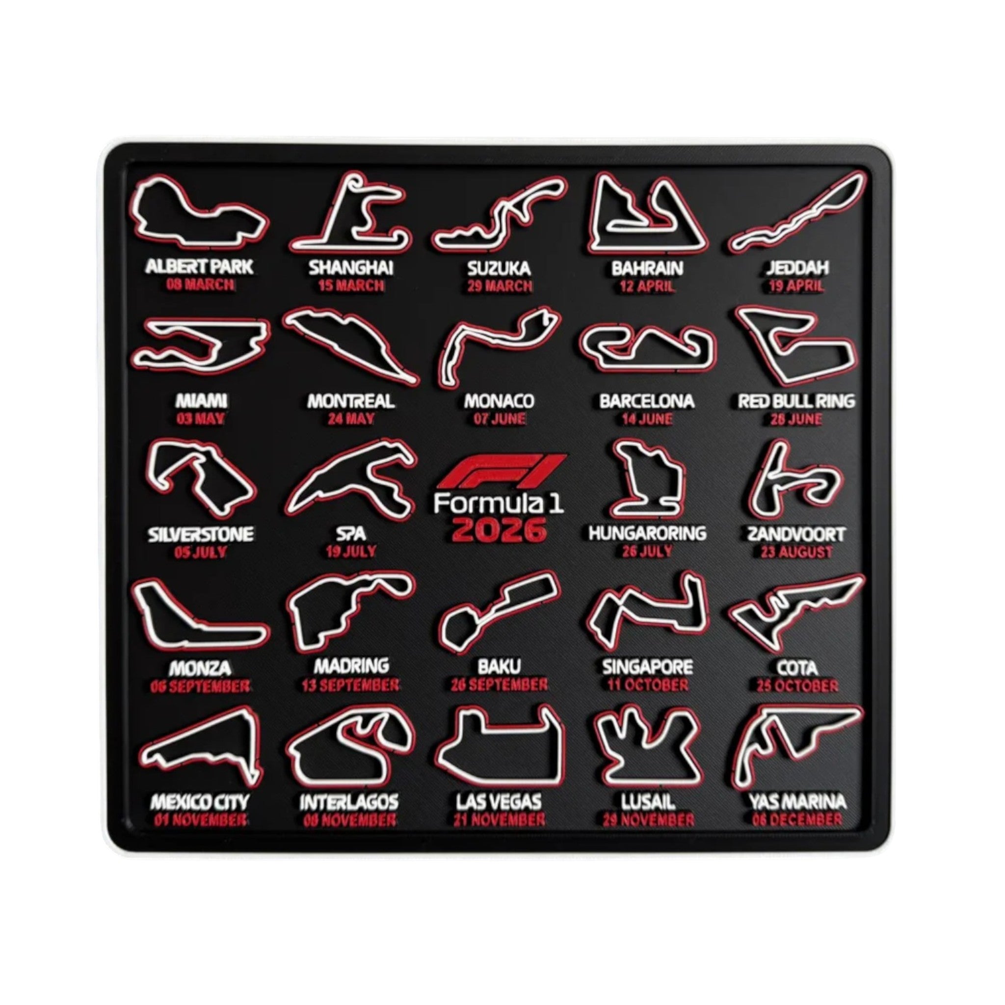 F1 2026 Race Calendar Display  With Circuits & Dates