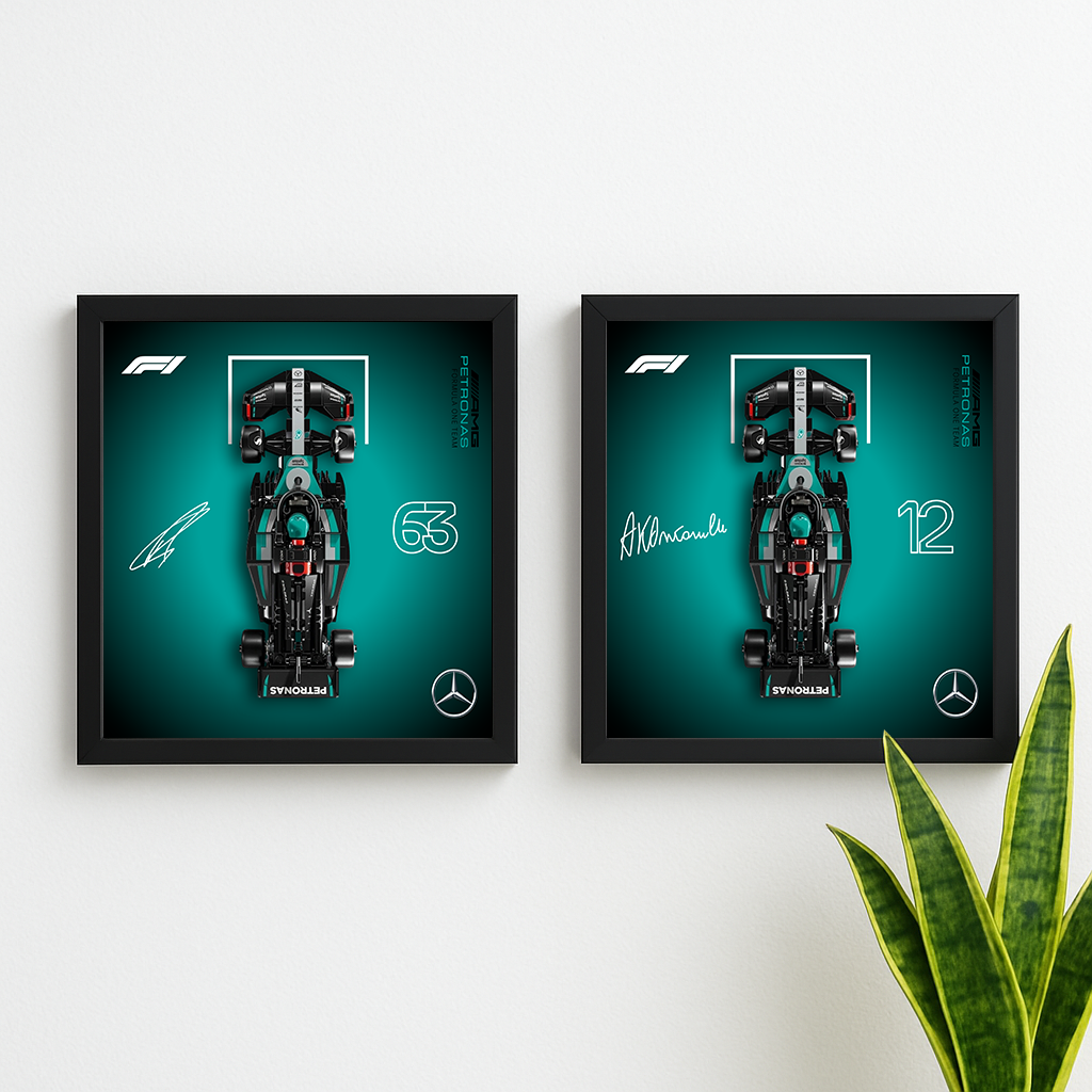 LEGO Speed Champions Mercedes Display Backboard (25x25cm Digital Download) – F1 Style Wall Art Frame Insert