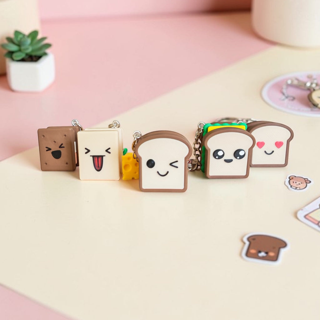 Kawaii Sandwich Clicker Keychain – Cute Fidget Keyring Toy | Jammy, Melty, Sammy, Creamy, Icy