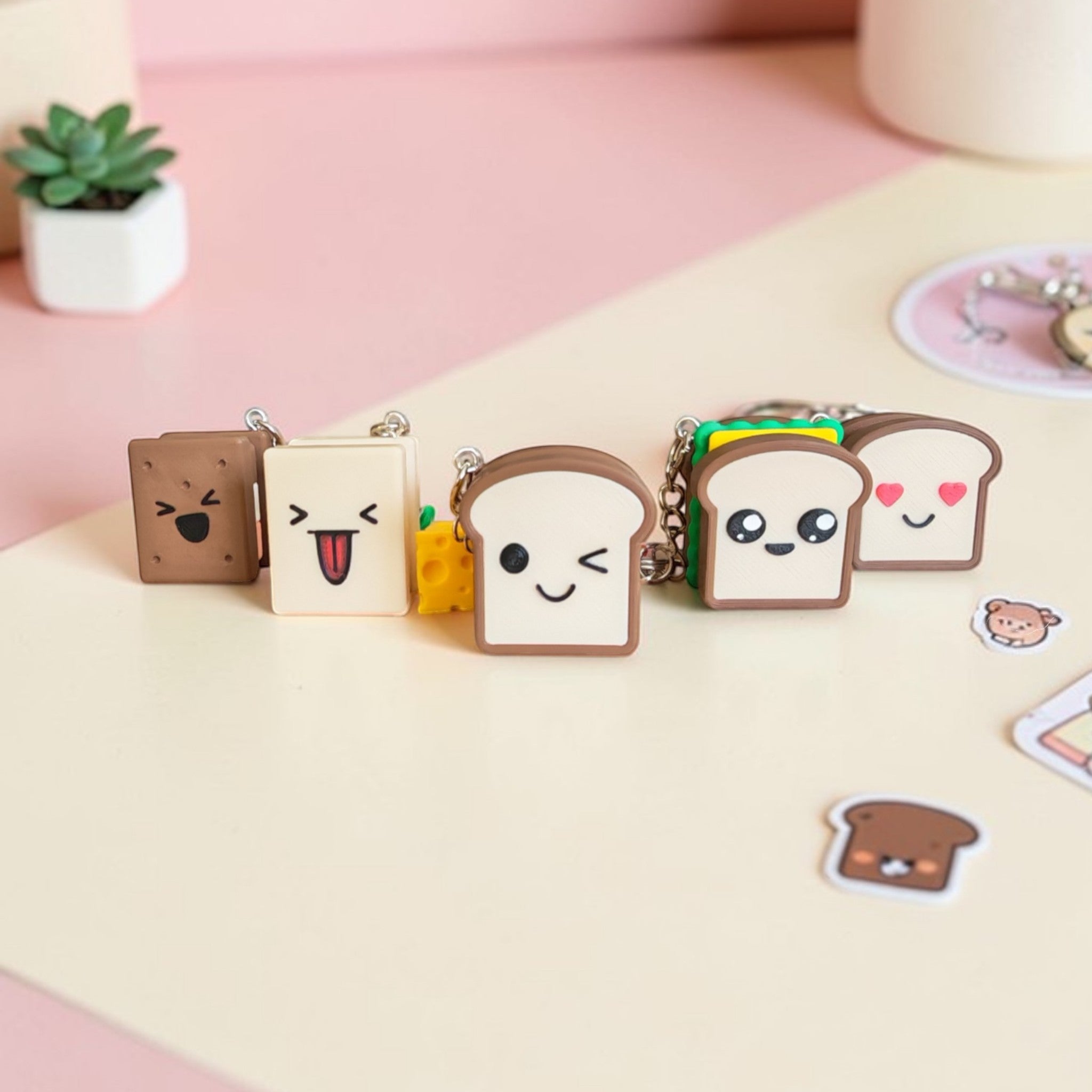 Kawaii Sandwich Clicker Keychain – Cute Fidget Keyring Toy | Jammy, Melty, Sammy, Creamy, Icy
