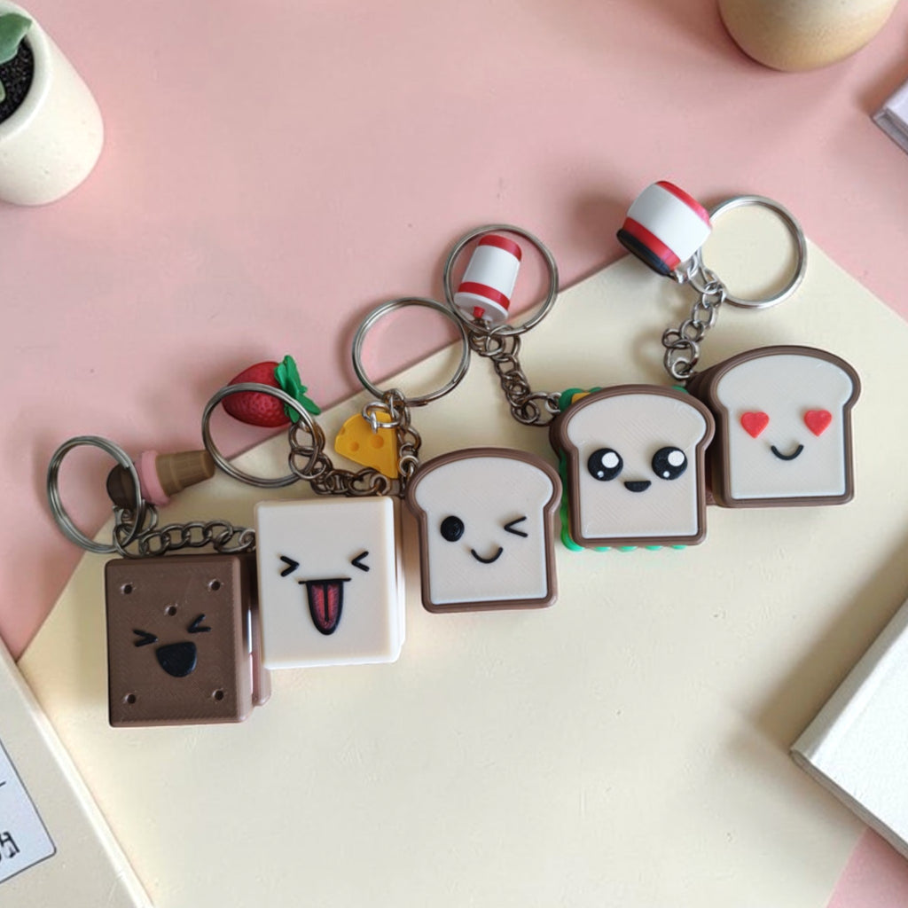 Kawaii Sandwich Clicker Keychain – Cute Fidget Keyring Toy | Jammy, Melty, Sammy, Creamy, Icy